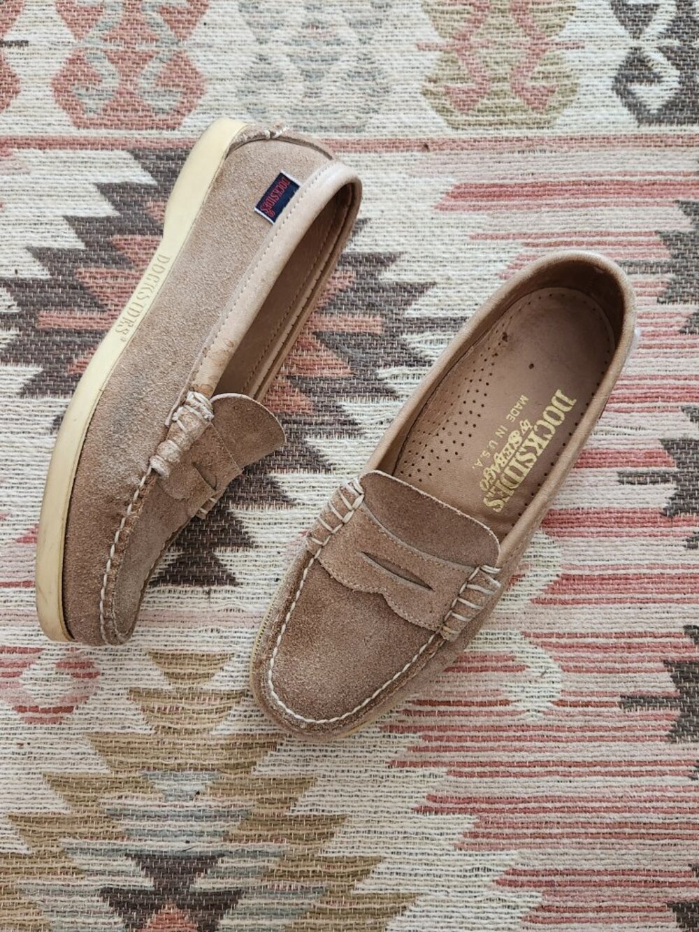 Docksliders by Sebago Size 6 Beige Suede Boatshoes Loafers